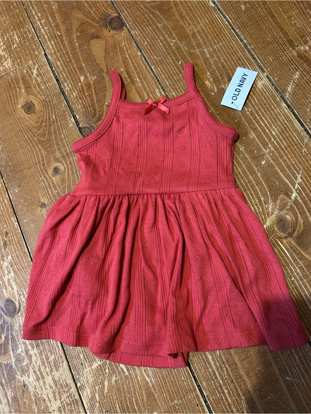 Old Navy Coral-Red Sleeveless Knit Heart Dress